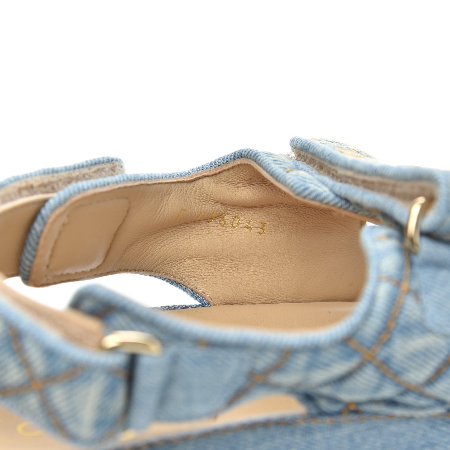 Denim Quilted Dad Sandals 38.5 Blue