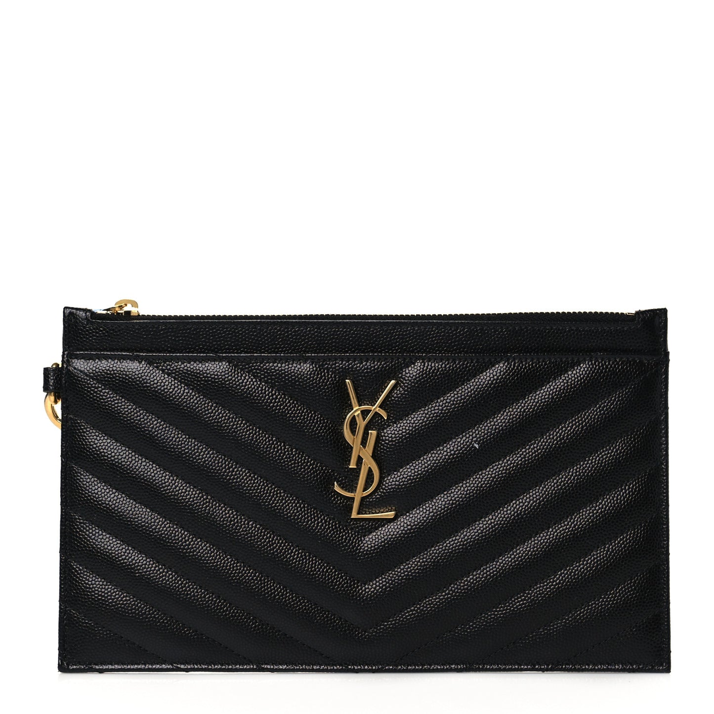 Grain De Poudre Chevron Monogram Large Bill Pouch Black