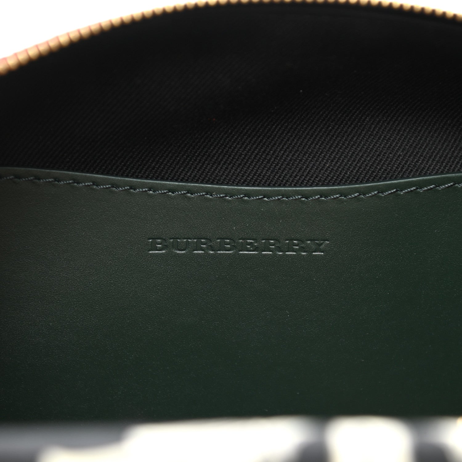 Burberry Canvas Vintage Check Printed Silk Washbag Dark Forest Green Burgundy 6 of 9