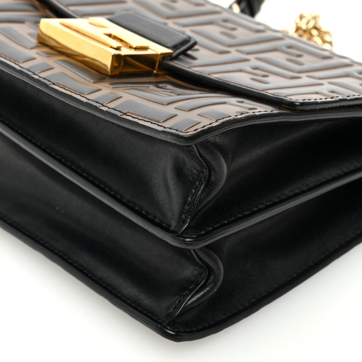 Vitello Liberty Bi-Color FF 1974 Embossed Small Kan U Shoulder Bag Maya Black