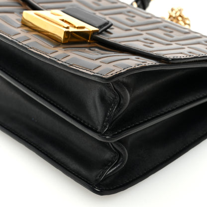 Fendi Vitello Liberty Bi-Color FF 1974 Embossed Small Kan U Shoulder Bag Maya Black 10 of 10