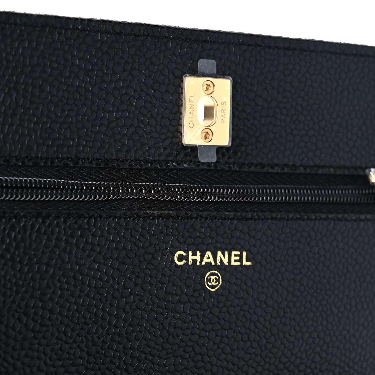 Caviar Quilted CC Turnlock Wallet On Chain WOC Black