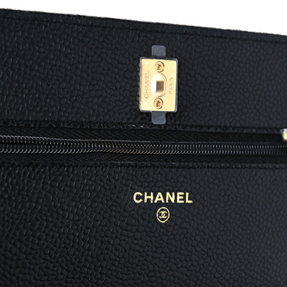 Chanel Caviar Quilted CC Turnlock Wallet On Chain WOC Black 6 of 12