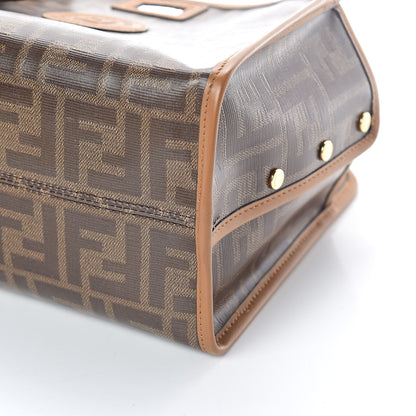 Fendi Glazed Fabric Vitello Century FF 1974 Stamp Patch Mini Peekaboo Defender Cover Mogano Panna Caramello 6 of 9