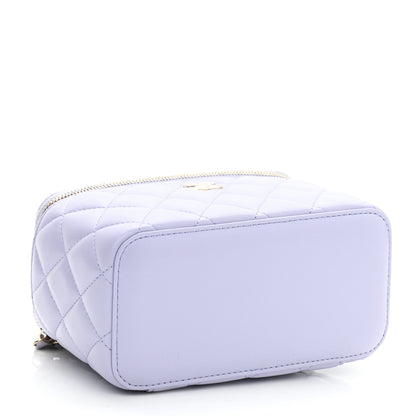 Chanel Lambskin Quilted Small Top Handle Vanity Case With Chain Light Purple 5 of 11