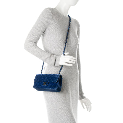 Chanel Velvet Quilted Mini Rectangular Flap Blue 2 of 7