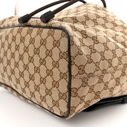 Gucci Monogram Dollar Calfskin O Drawstring Backpack Beige Ebony Testa di Moro Dark Chocolate 10 of 10