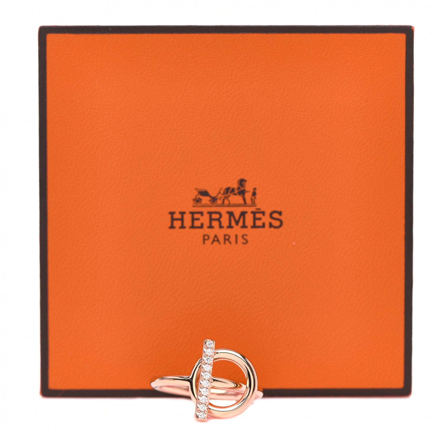 Hermes 18K Rose Gold Diamond PM Echappee Ring 51 5.75 5 of 5