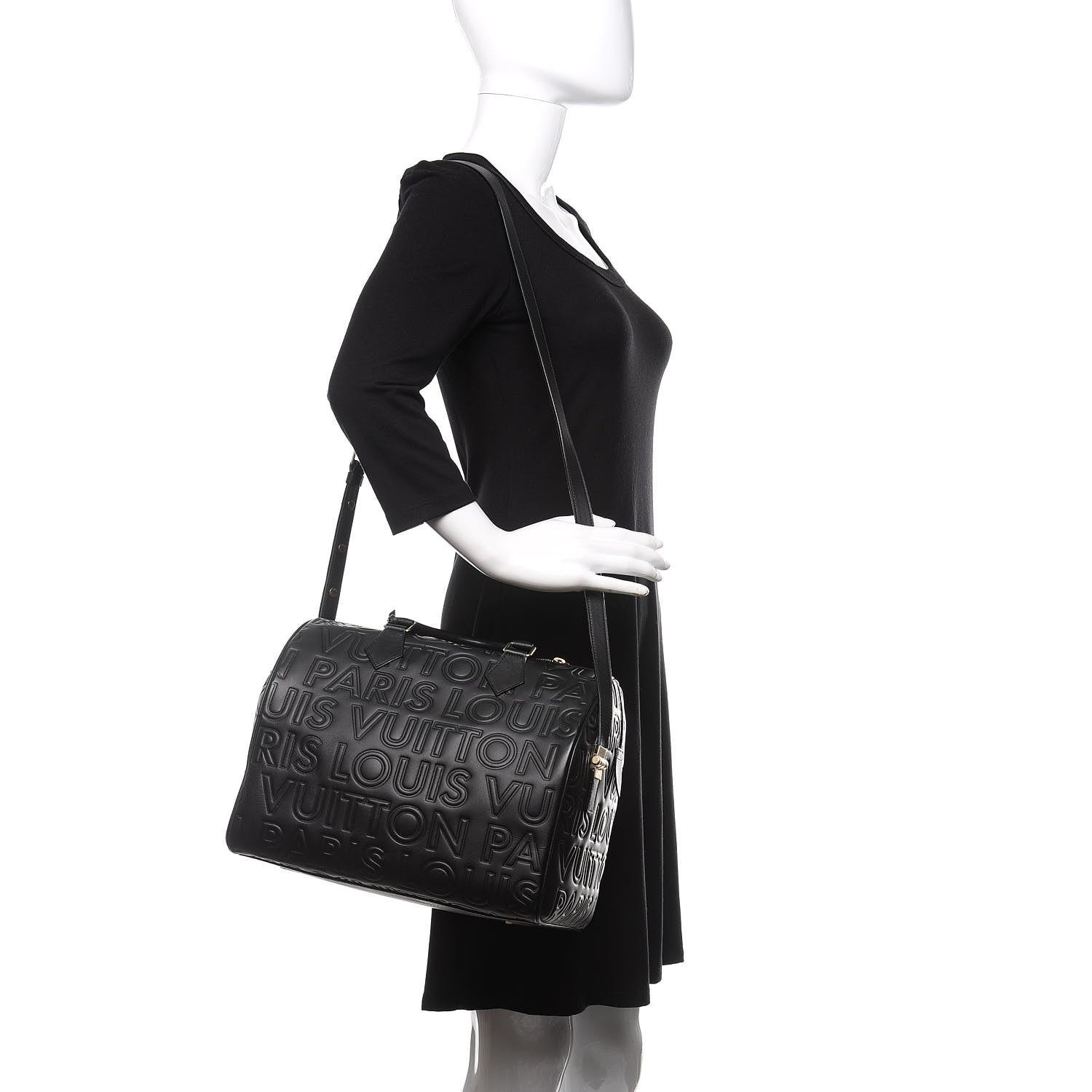Louis Vuitton Calfskin Embossed Speedy Cube 30 Black 2 of 10