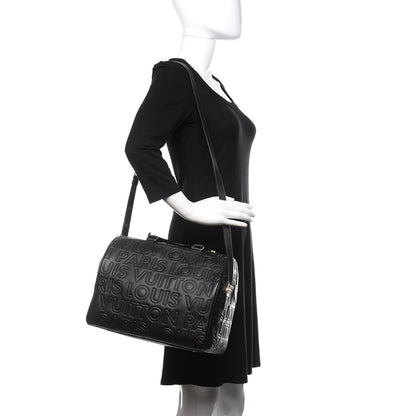 Louis Vuitton Calfskin Embossed Speedy Cube 30 Black 2 of 10
