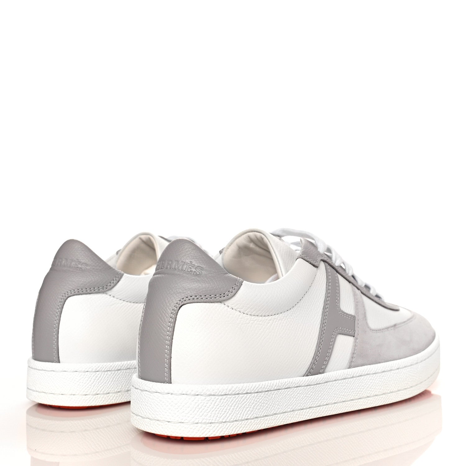 Hermes Epsom Suede Boomerang Sneakers 36.5 White Gris 4 of 10