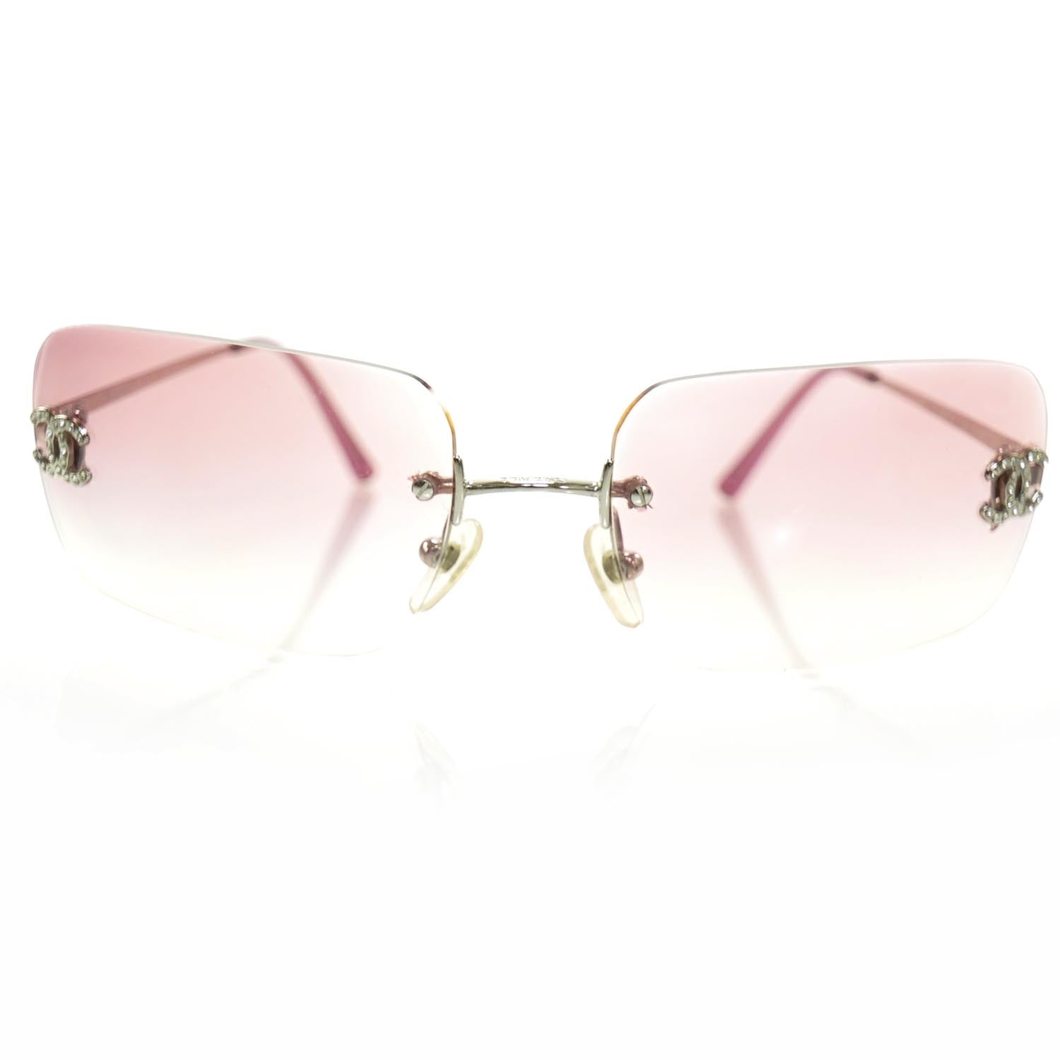 Chanel Metal Crystal CC Logo Sunglasses 4017-D Pink 3 of 8