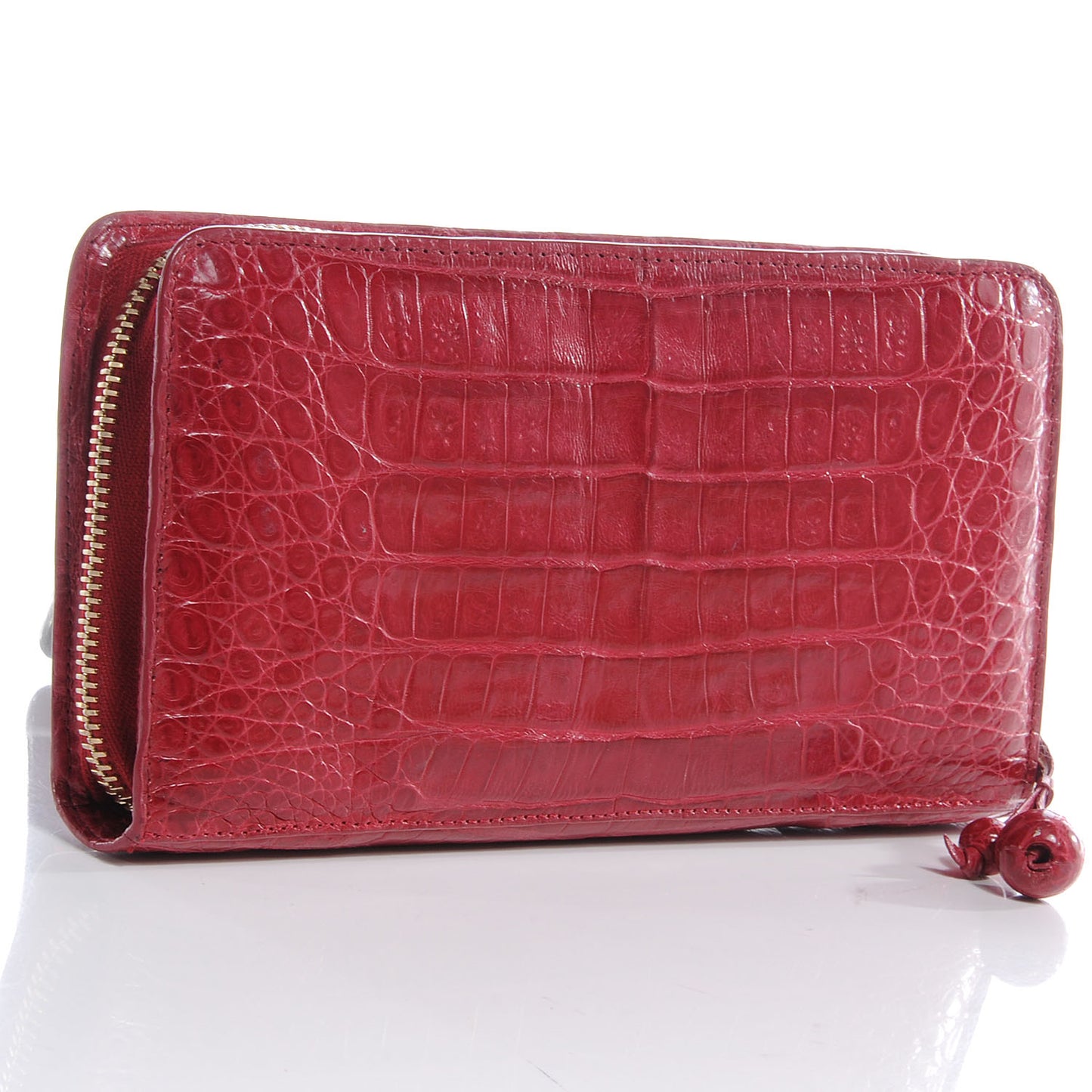 Crocodile Zip Continental Wallet Red