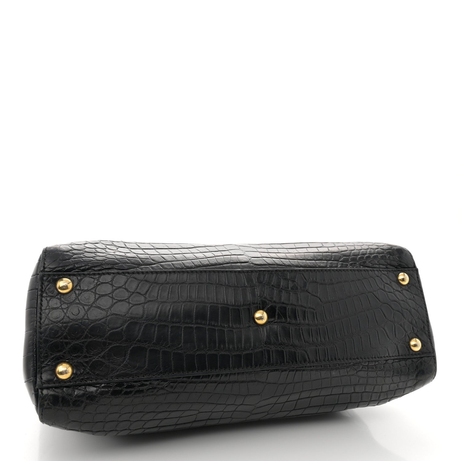 Fendi Crocodile Medium Peekaboo Iconic Satchel Black 4 of 17