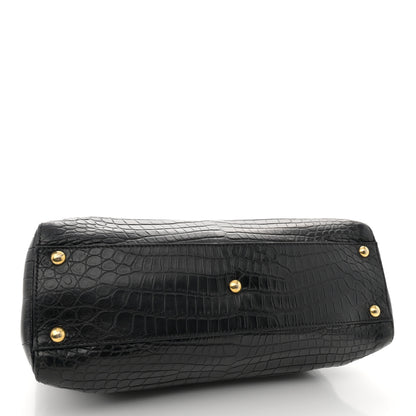 Fendi Crocodile Medium Peekaboo Iconic Satchel Black 4 of 17