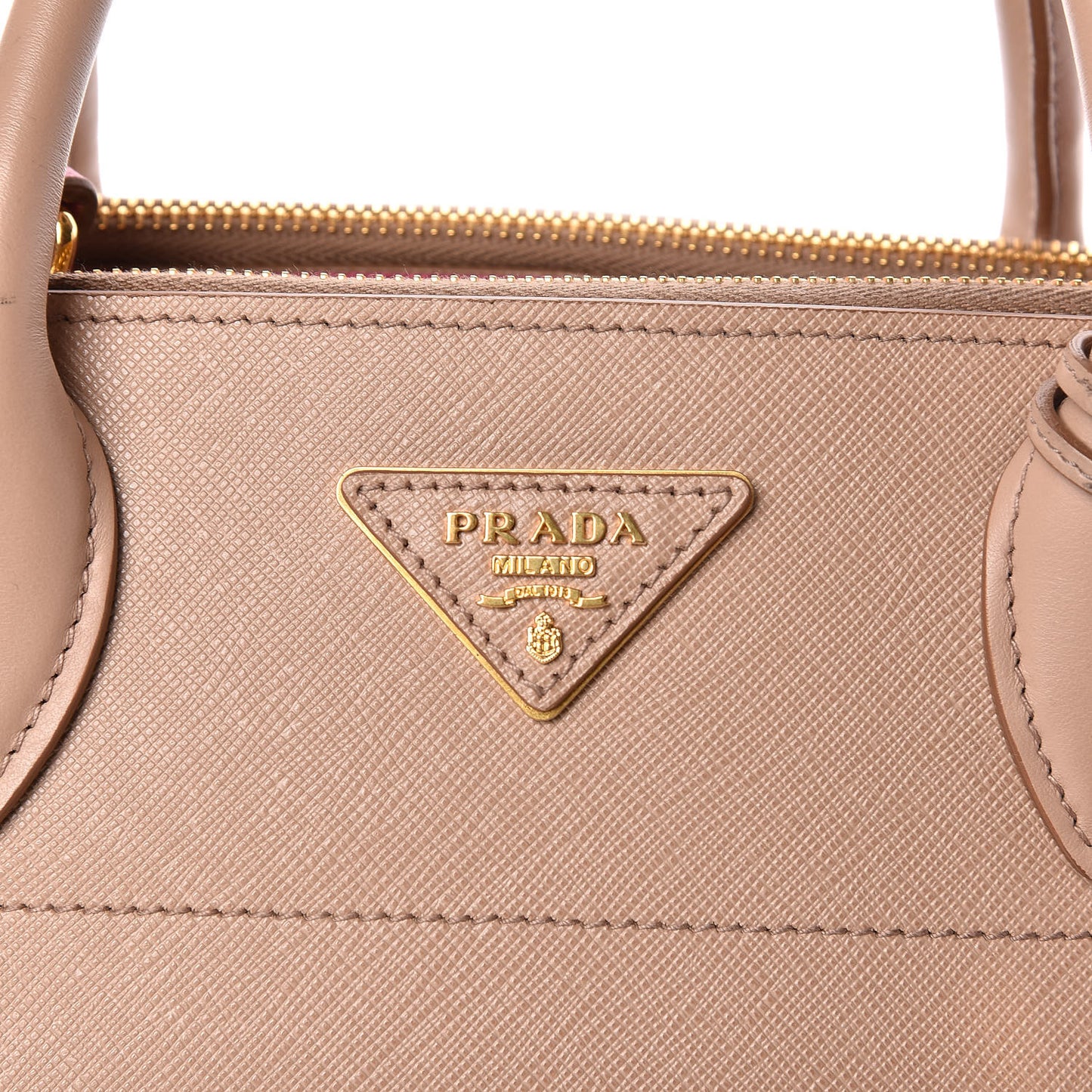 Saffiano City Calfskin Greche Medium Paradigme Bag Cammeo Begonia