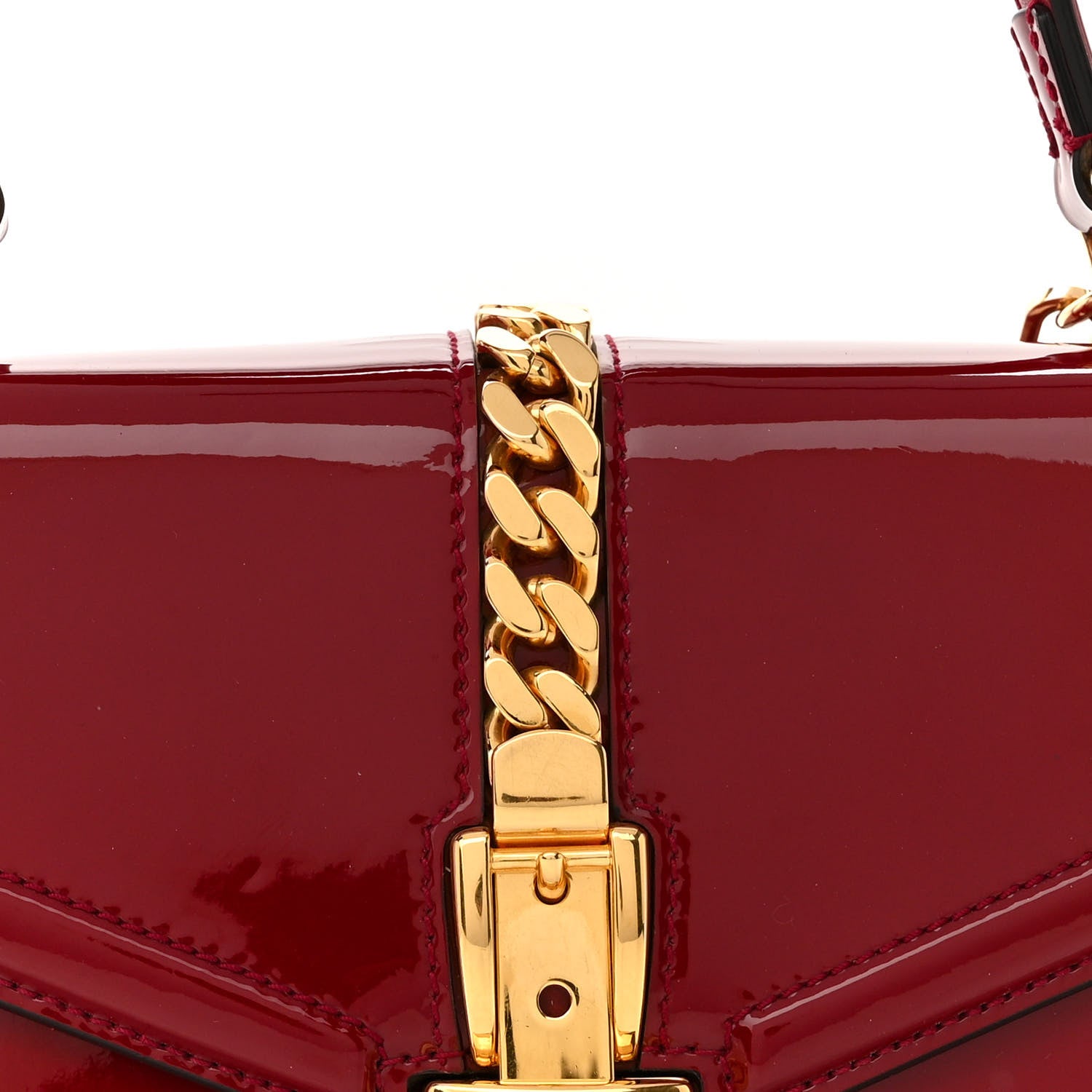 Gucci Mousse Top Patent Mini Sylvie 1969 Top Handle Bag New Cherry Red 9 of 15