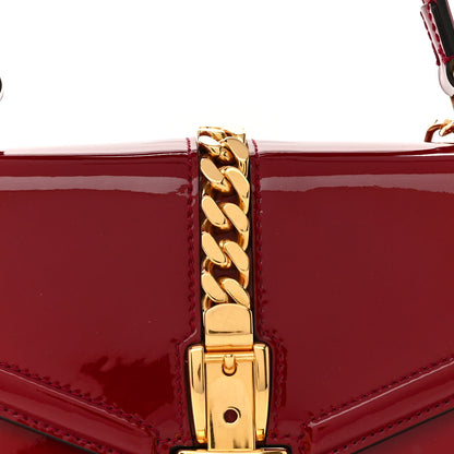 Gucci Mousse Top Patent Mini Sylvie 1969 Top Handle Bag New Cherry Red 9 of 15