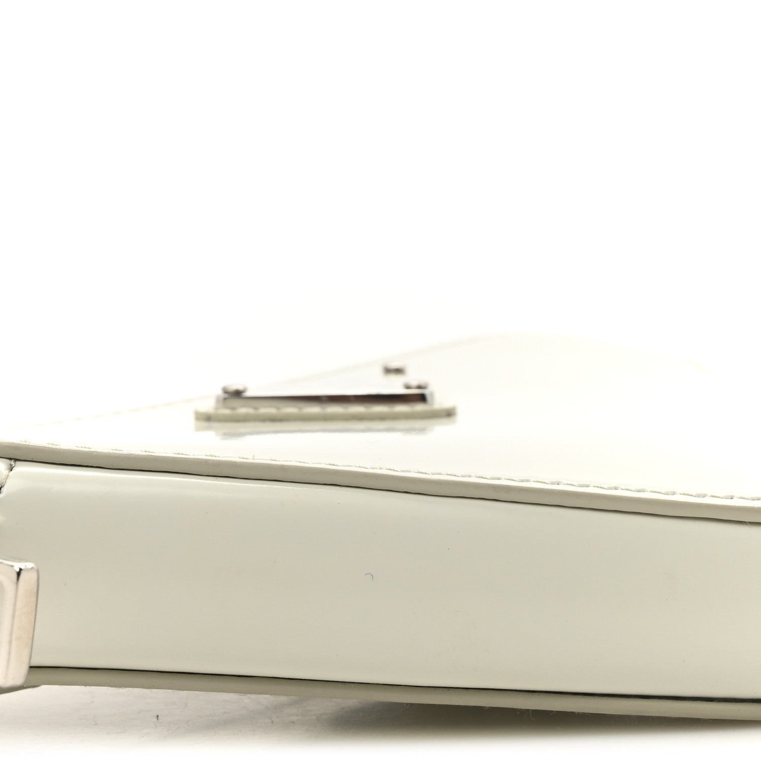 Prada Spazzolato Mini Triangle Chain Crossbody Pouch White 10 of 11