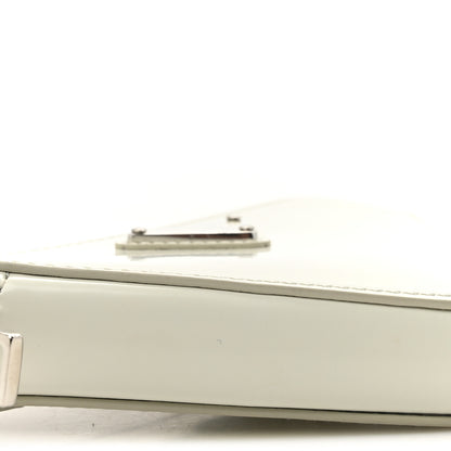 Prada Spazzolato Mini Triangle Chain Crossbody Pouch White 10 of 11