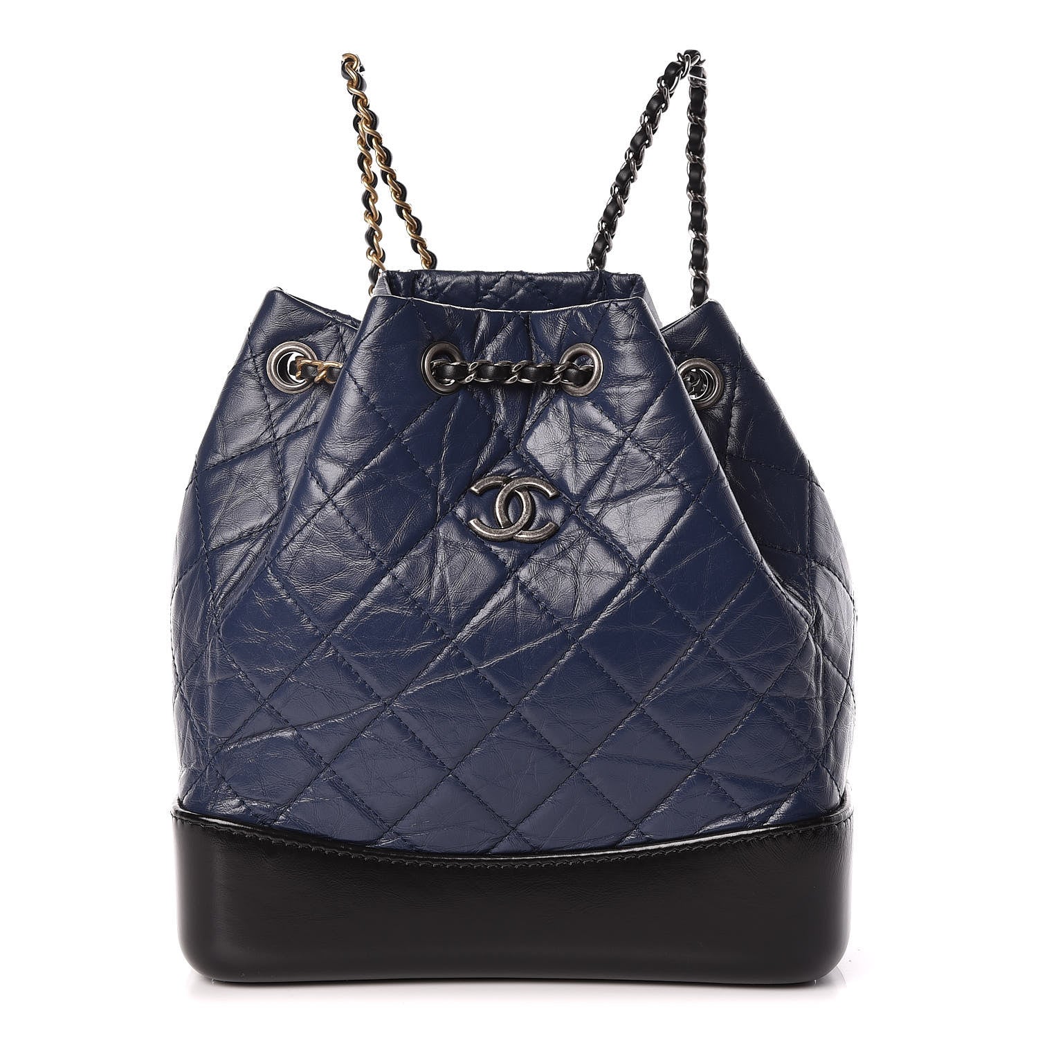 Chanel Aged Calfskin Quilted Small Gabrielle Backpack Blue Black 1 of 9