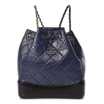 Chanel Aged Calfskin Quilted Small Gabrielle Backpack Blue Black 1 of 9