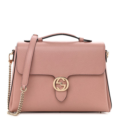 Gucci Dollar Calfskin Medium Interlocking G Top Handle Shoulder Bag Soft Pink 1 of 10