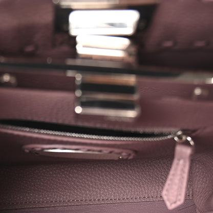 Fendi Cuoio Romano Selleria Macro Stitchings Mini Peekaboo Iconic Satchel Rose Camelia 4 of 8