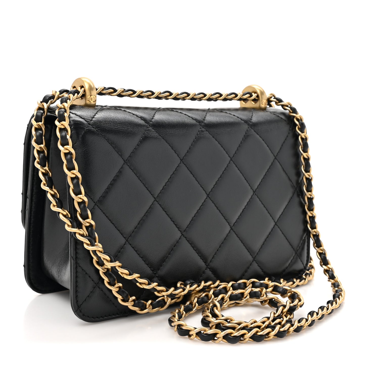 Calfskin Quilted Mini Perfect Fit Flap Black