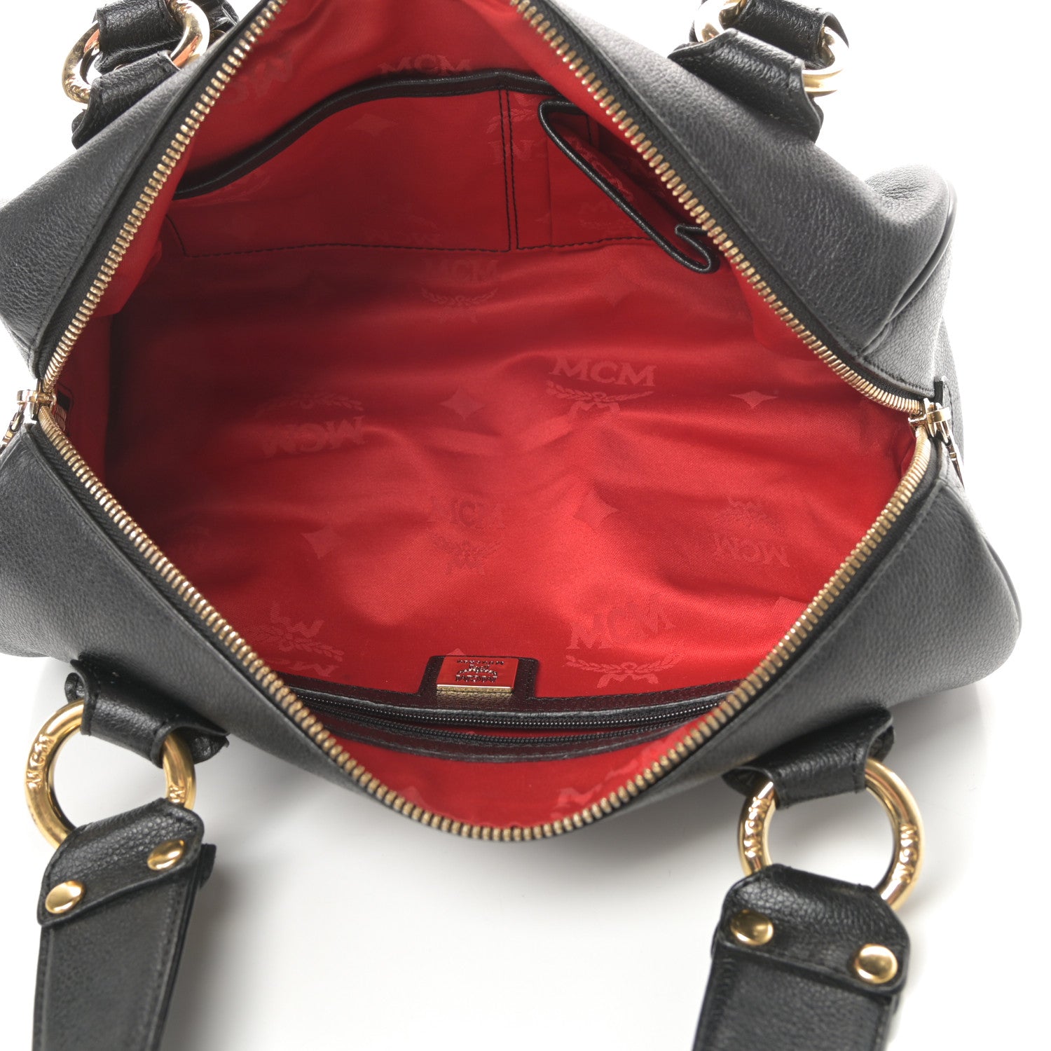 MCM Grained Calfskin Studded Heritage Barrel Bag Black 5 of 10