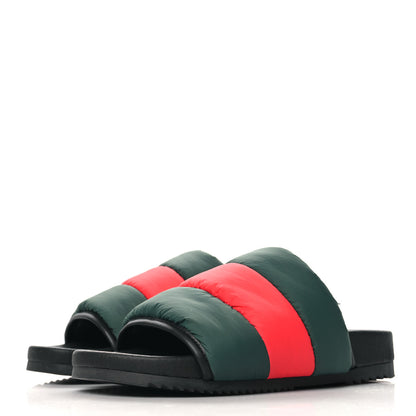 Gucci Nylon Web Womens Slide Sandals 37 Black Green Red 4 of 10
