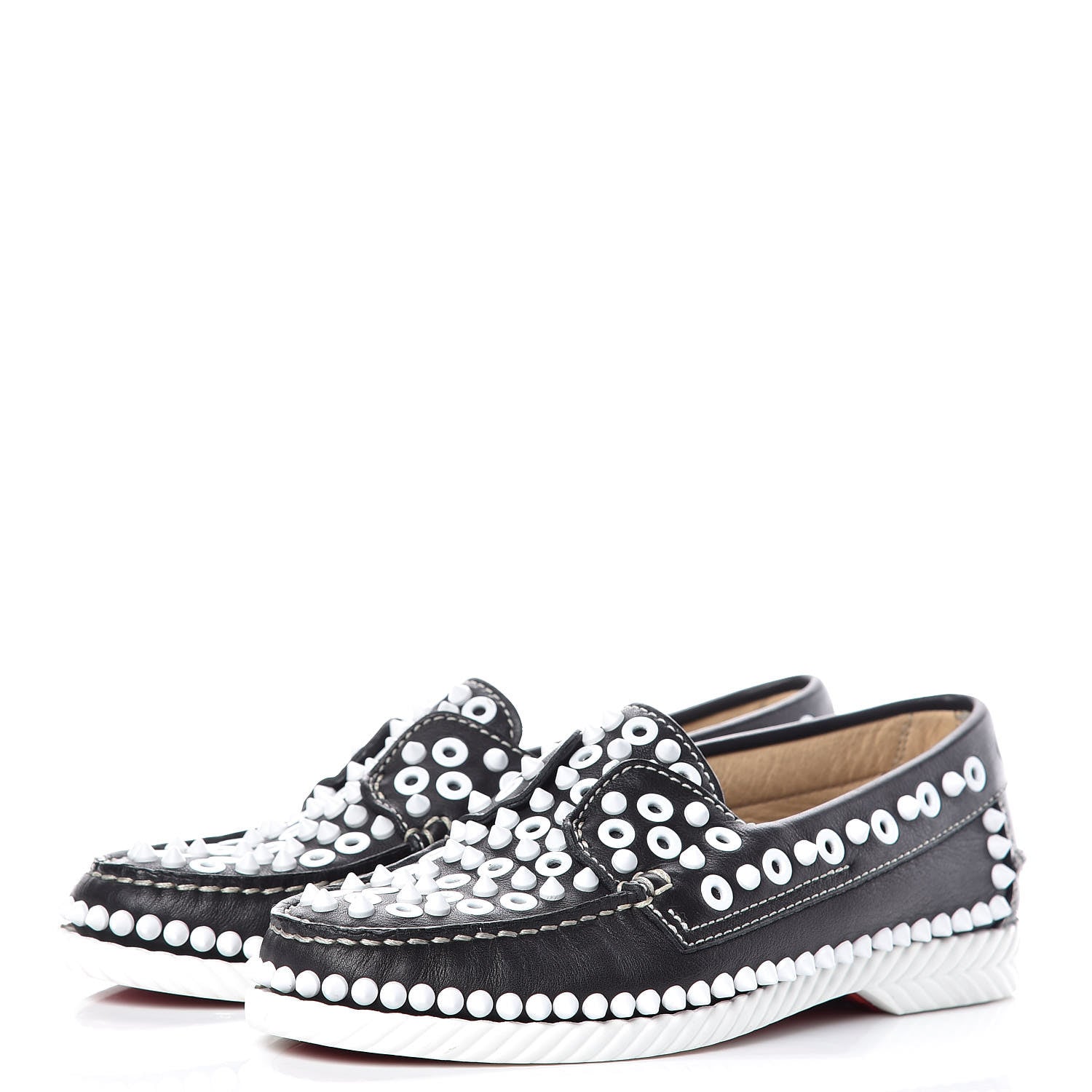 Christian Louboutin Calfskin Yacht Spikes Loafers 37 Black 3 of 8