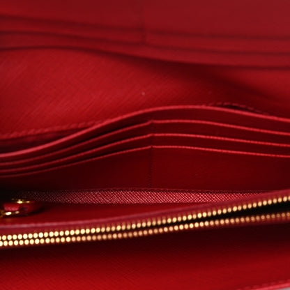 Prada Saffiano Triangle Continental Flap Wallet Fuoco 5 of 7