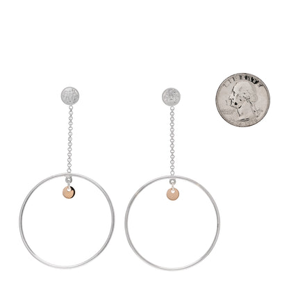 Hermes Sterling Silver 18K Rose Gold PM Ex-Libris Hoop Earrings 2 of 5
