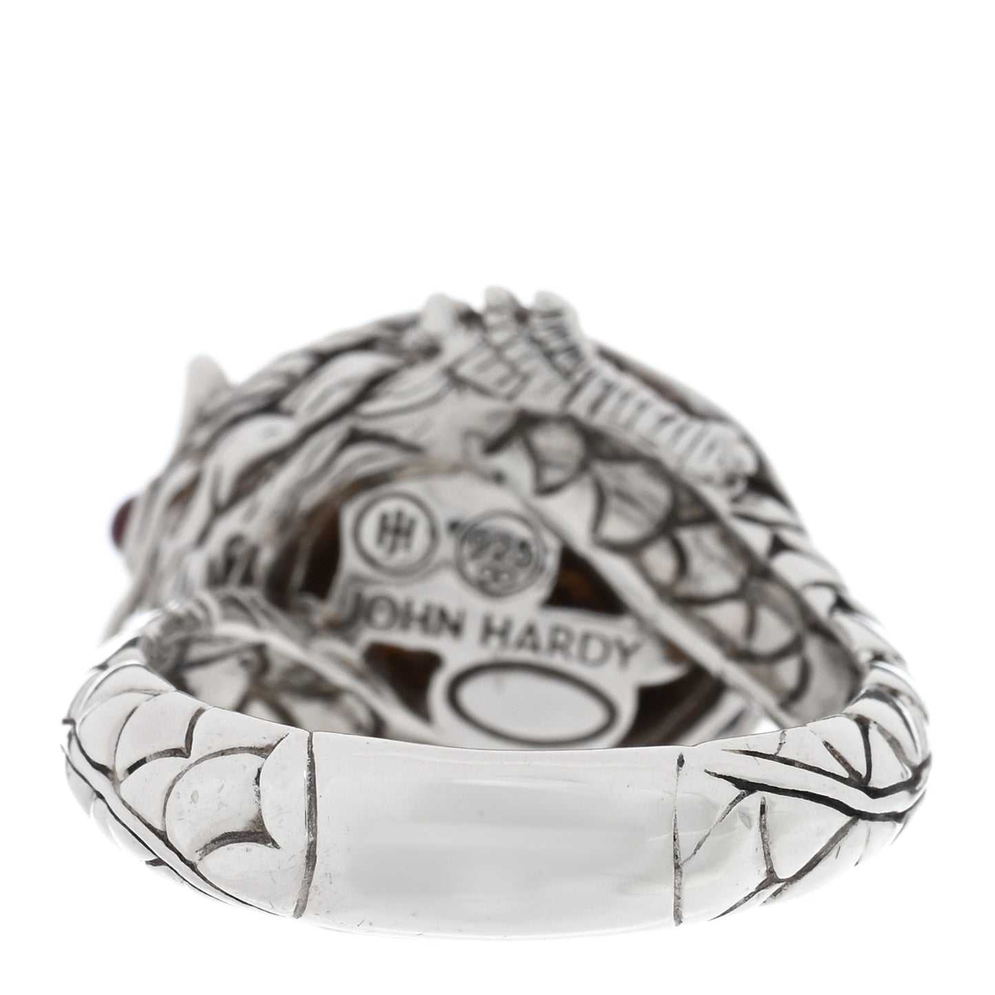Sterling Silver Ruby Black Sapphire Pearl Legends Naga Small Dragon Ring 54 6.75