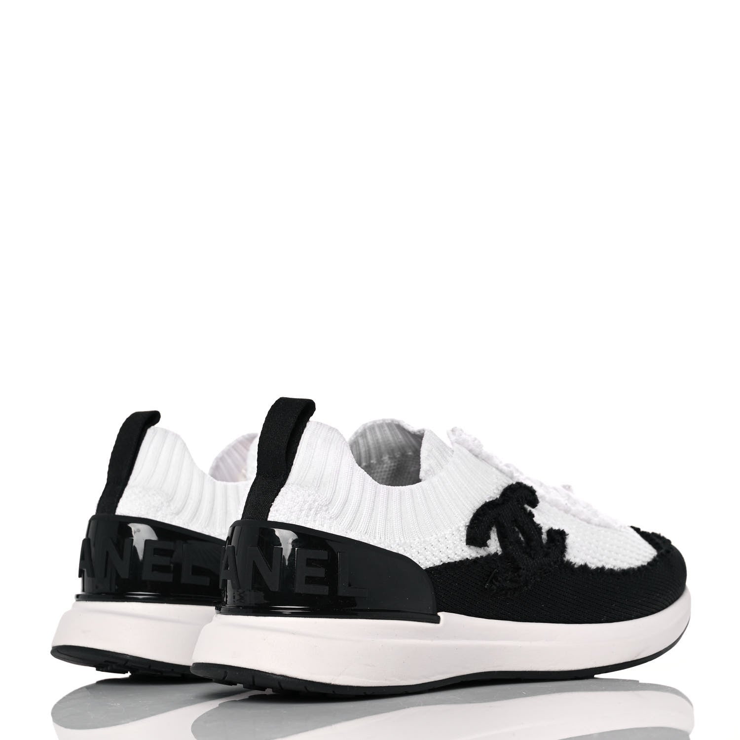 Chanel Knit Womens CC Sneakers CC Sneakers 37.5 White Black 4 of 9