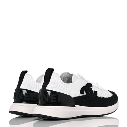 Chanel Knit Womens CC Sneakers CC Sneakers 37.5 White Black 4 of 9