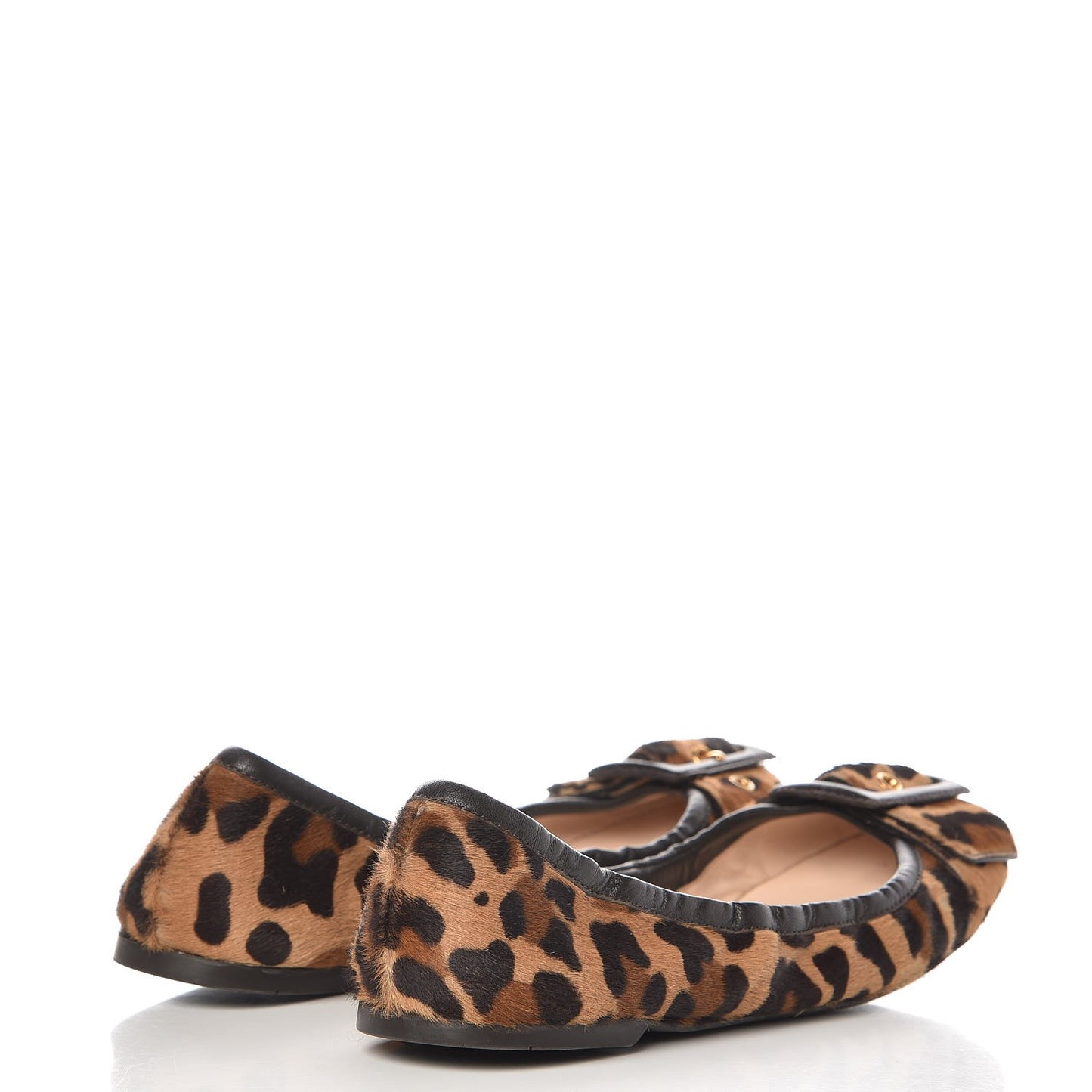 Calf Hair Leopard Print Buckle Ballet Flats 40