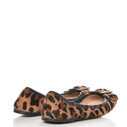 Prada Calf Hair Leopard Print Buckle Ballet Flats 40 4 of 10