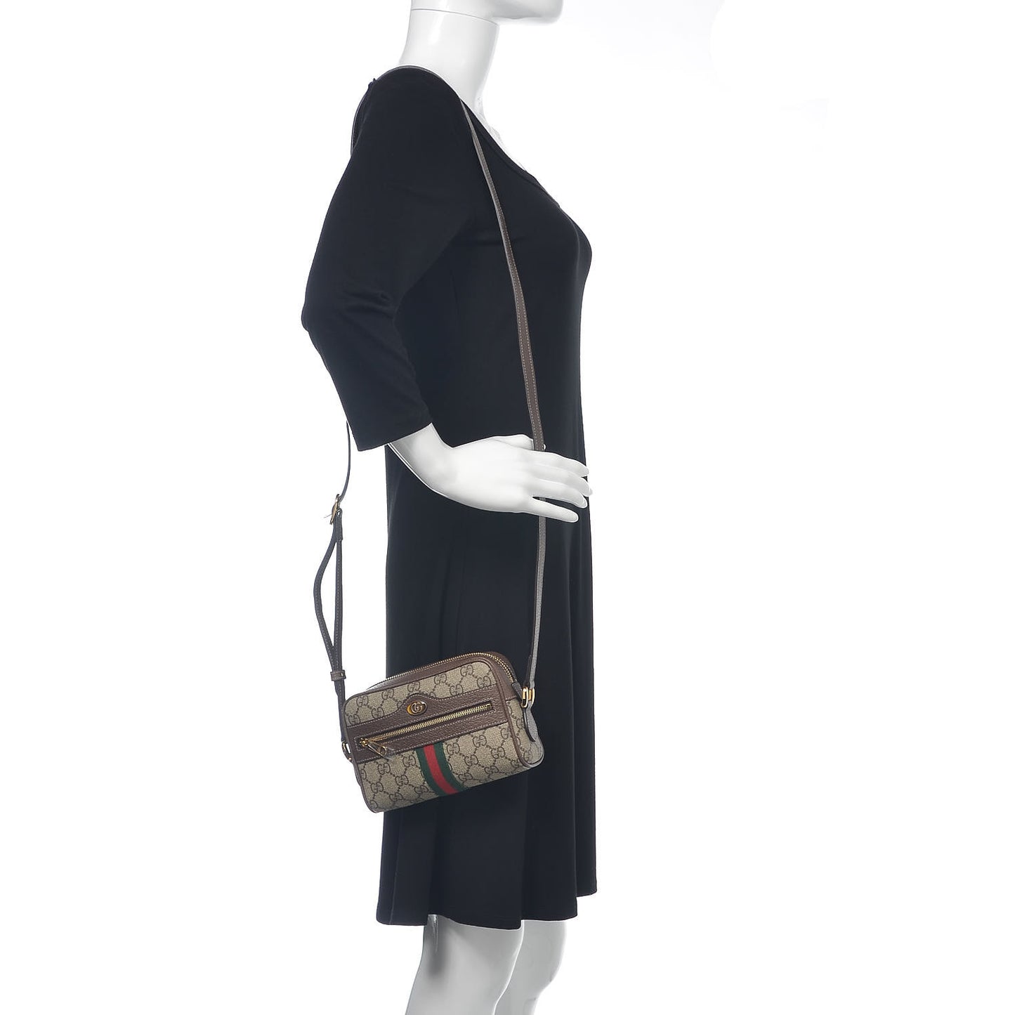 GG Supreme Monogram Web Mini Ophidia Shoulder Bag Brown