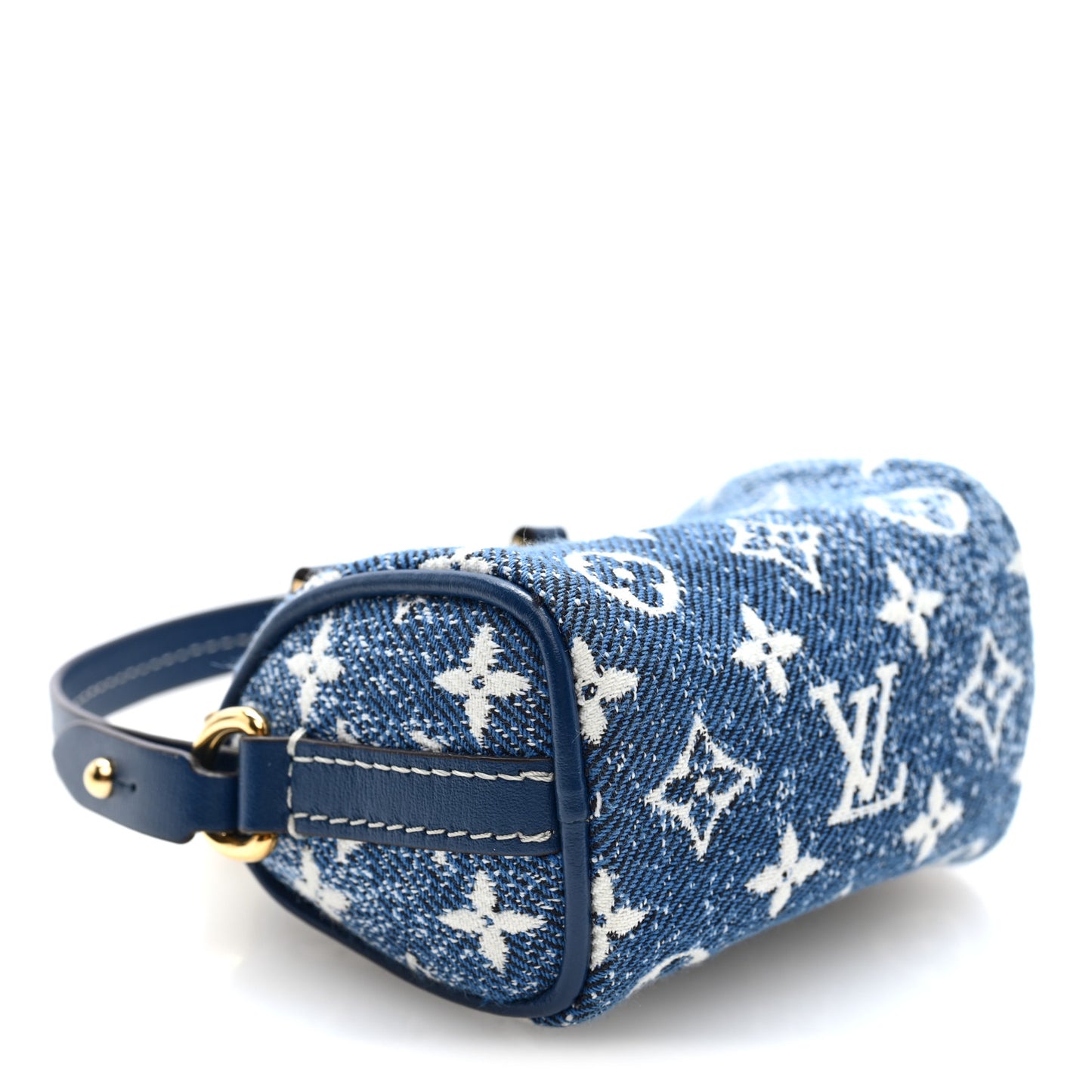 Denim Monogram Jacquard Micro Speedy Bag Charm Bleu