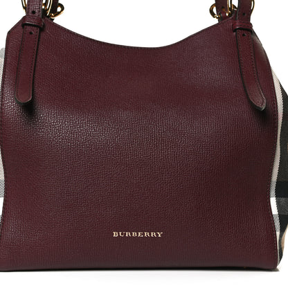 Burberry Grainy Calfskin House Check Small Canterbury Tote Burgundy 8 of 12
