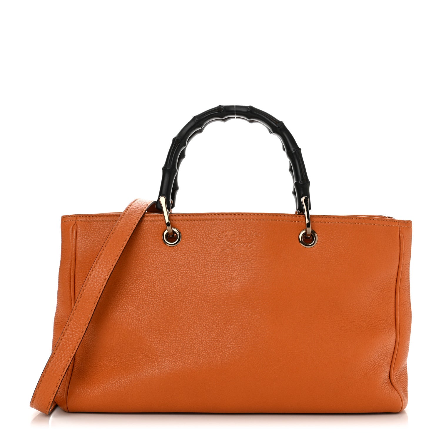 Gucci Cellarius Calfskin Medium Bamboo Shopper Tote Orange 1 of 12
