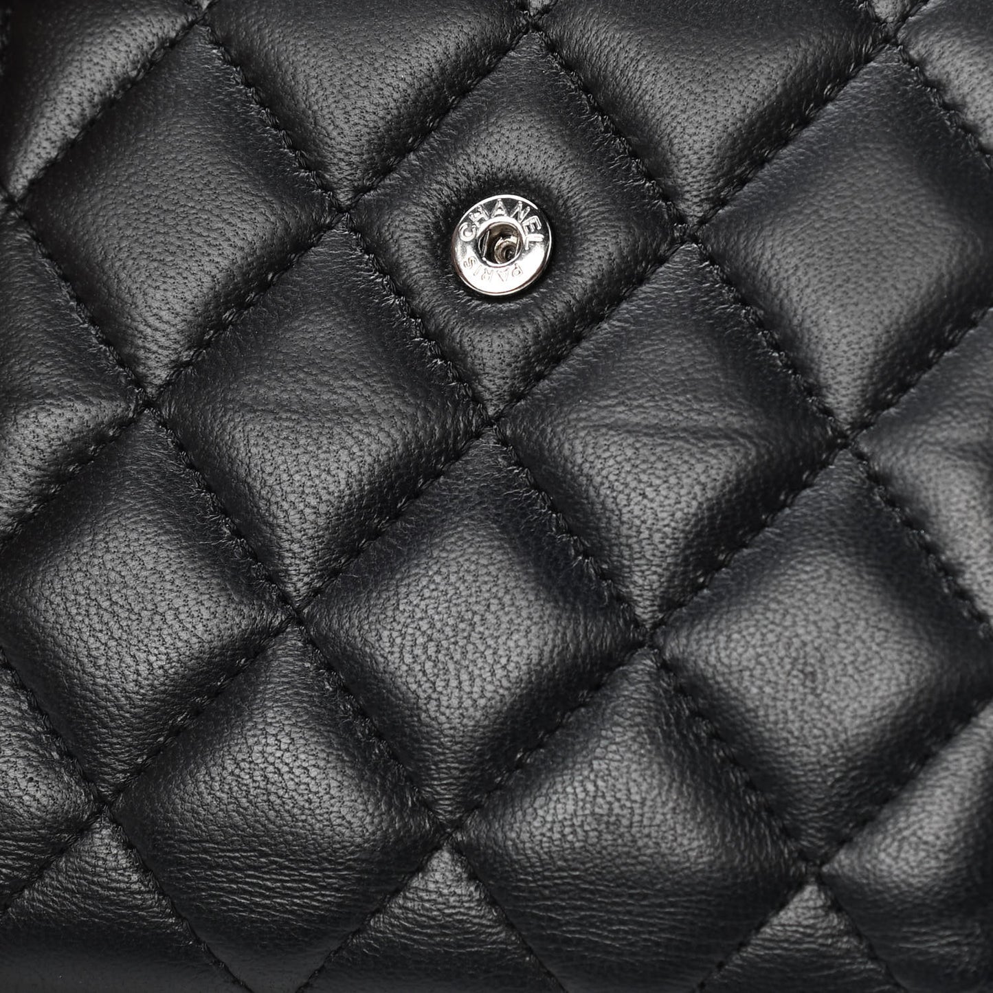 Lambskin Quilted Compact French Flap Wallet Black