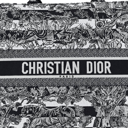 Christian Dior Canvas Embroidered Large Dioriviera Reverse Striped Toile De Jouy Book Tote Blue White 7 of 9