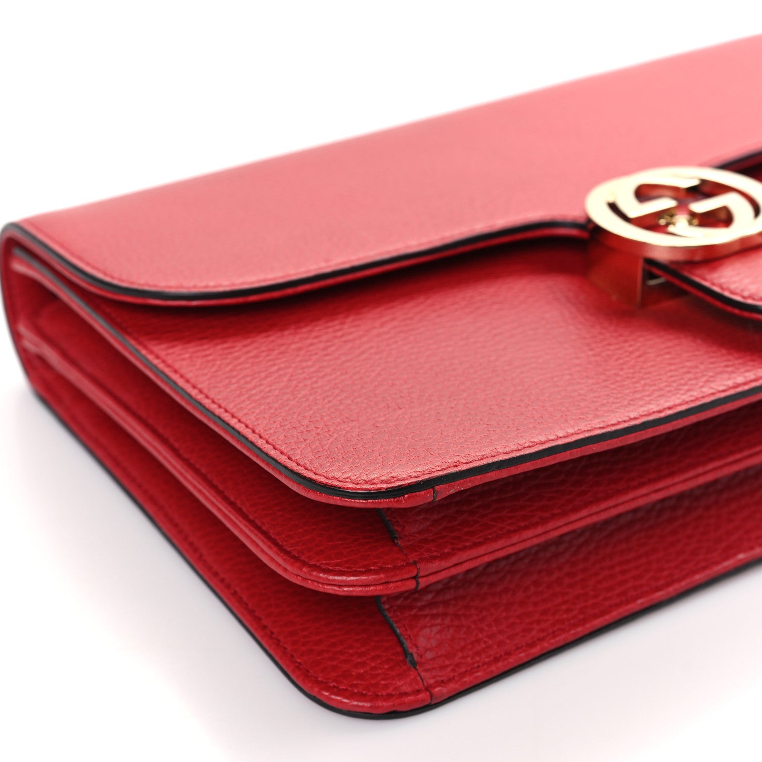 Gucci Dollar Calfskin Interlocking G Shoulder Bag Red 8 of 9