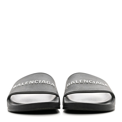 Balenciaga Rubber Logo Pool Slide Sandals 37 Black 2 of 7