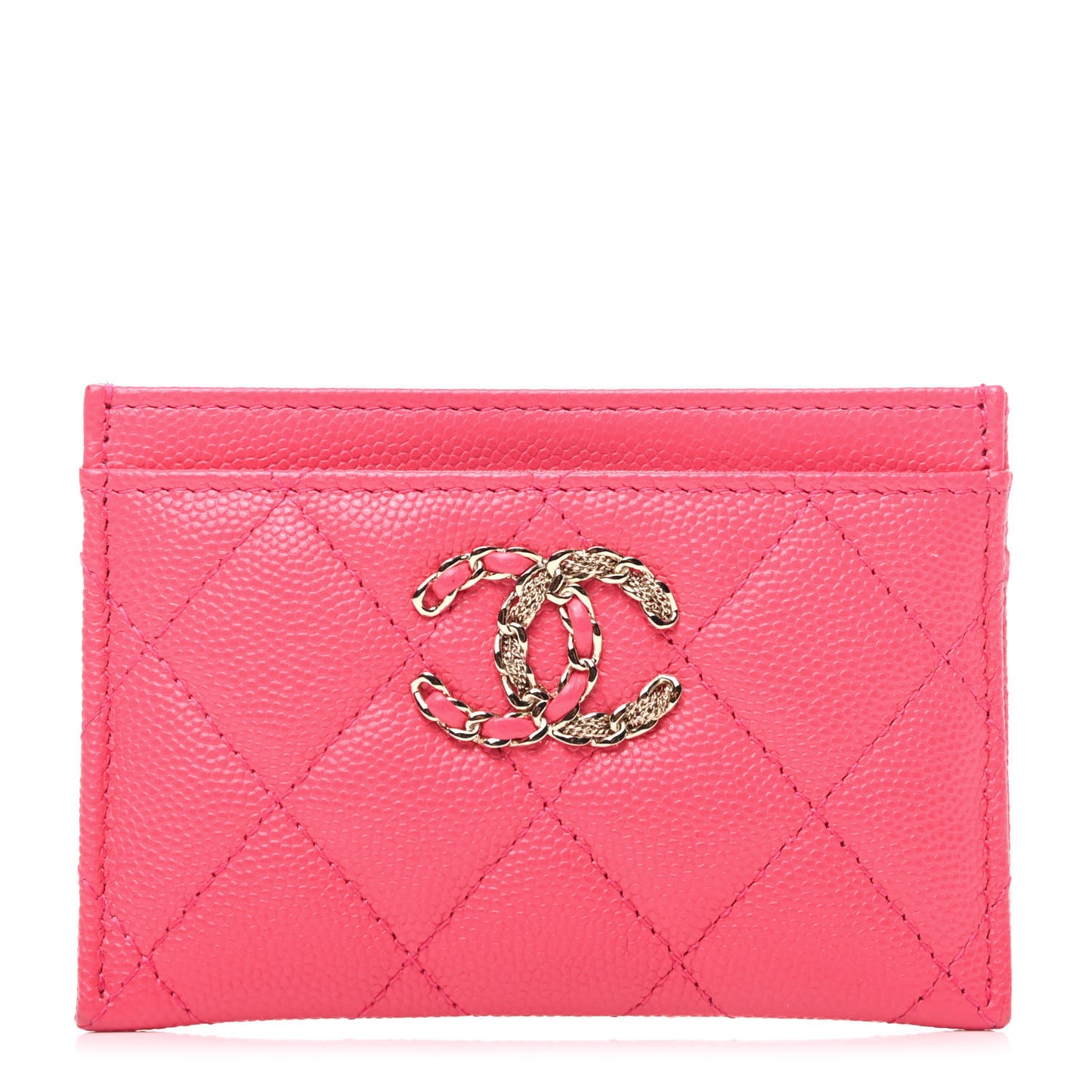 Caviar Quilted French New Wave Card Holder Rose