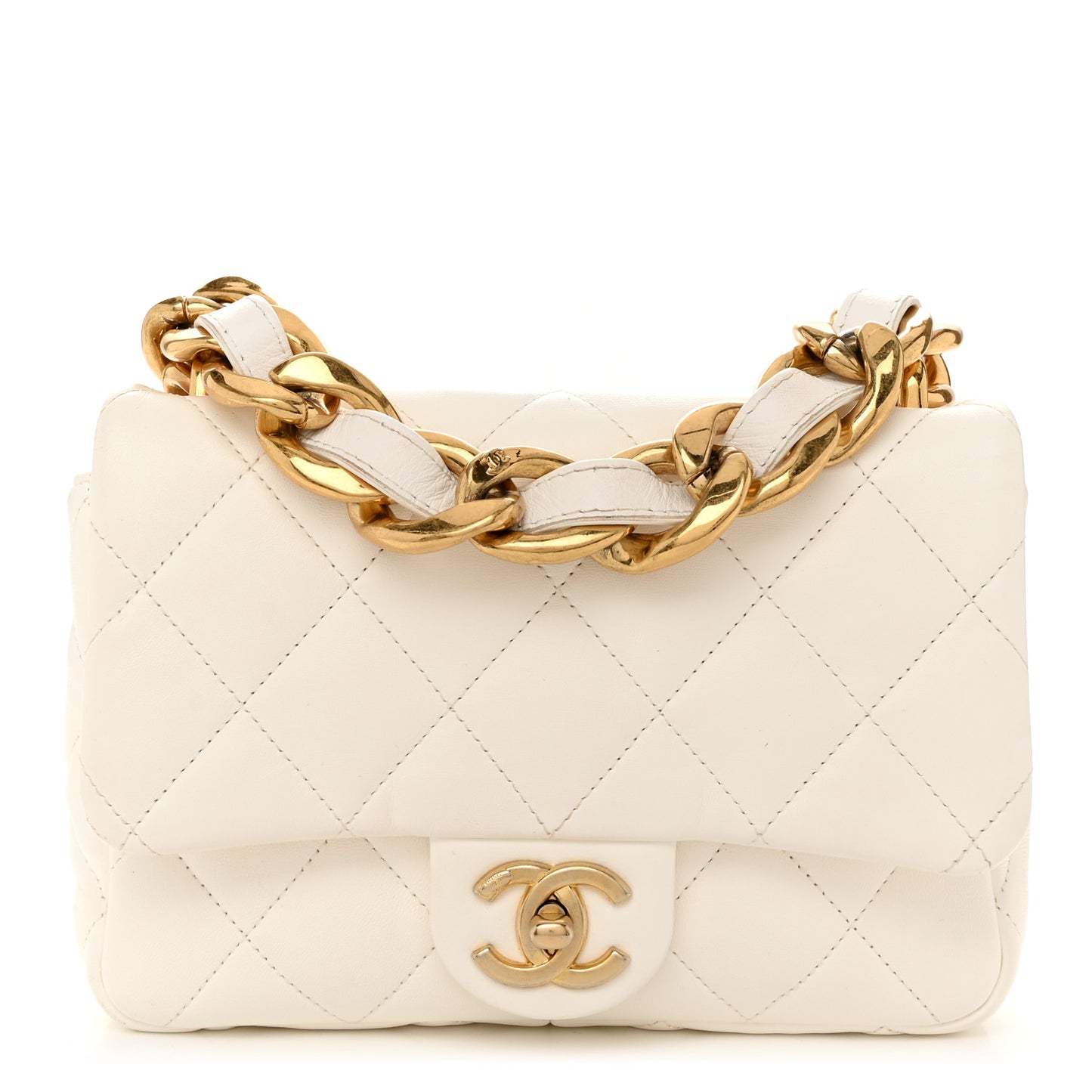 Lambskin Quilted Small CC Funky Town Flap White