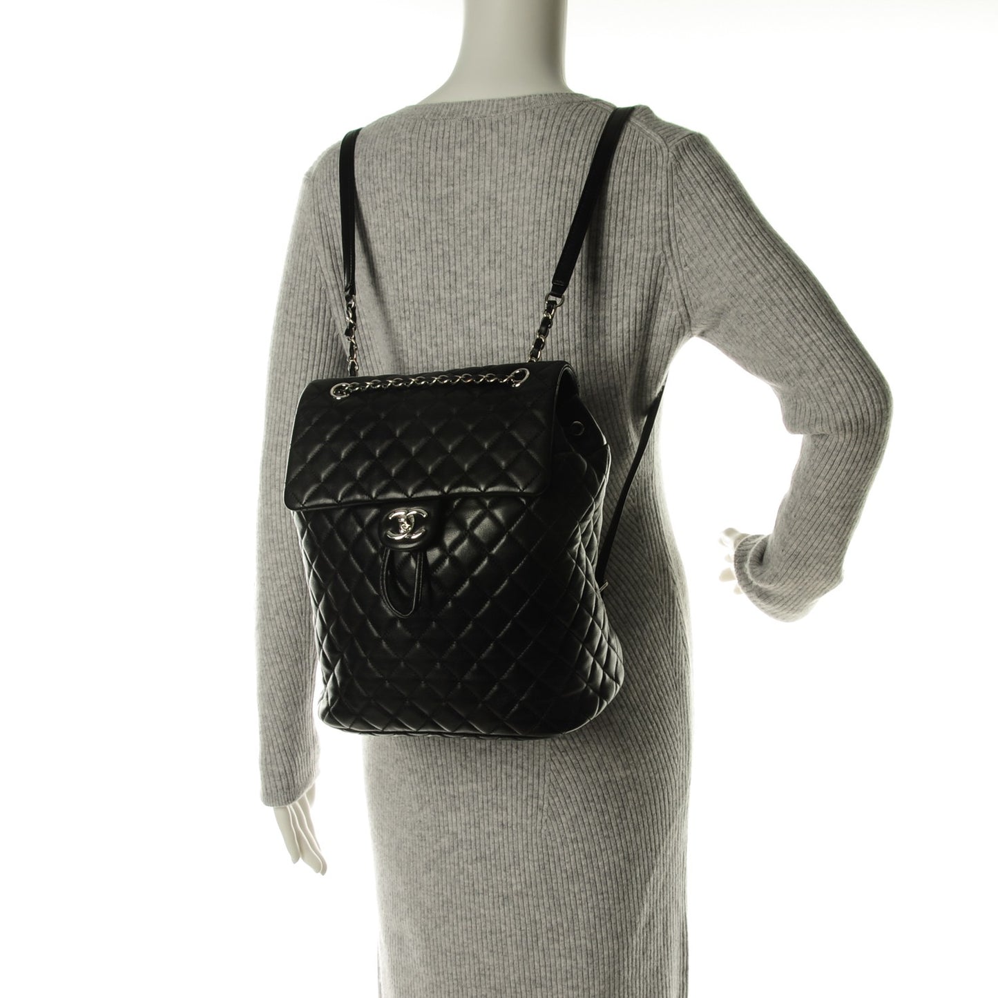 Lambskin Quilted Large Urban Spirit Backpack Black